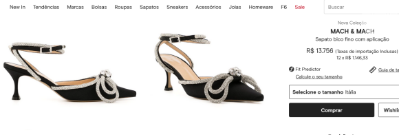 Sapato usado por Marília Mendonça é da grife Mach & Mach e está disponível pelo valor de R$ 13.756 no site da multimarcas Farfecth