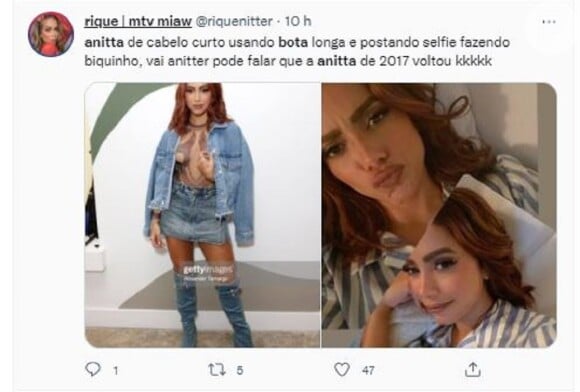 Foto e cabelo novo de Anitta rendem comentários de fãs