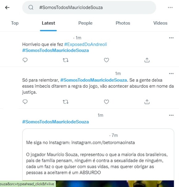 Usuários mostraram apoio a Maurício na hashtag