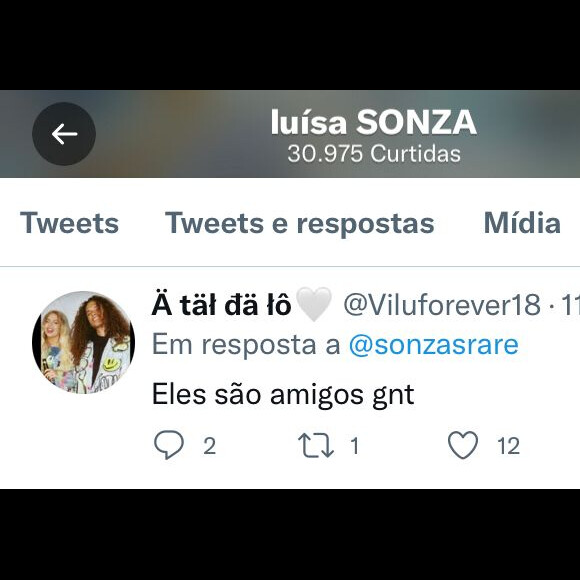 Luísa Sonza curte comentário que afirma que ela e Vitão são amigos