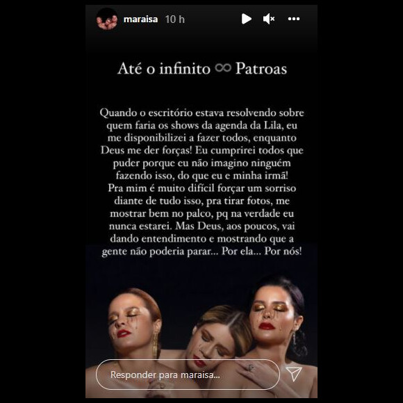 Maraisa, da dupla sertaneja com Maiara, justifica decisão de assumir shows de Marília Mendonça: 'Promessa'
