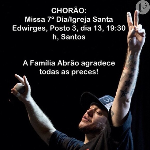 Sônia Abrão publica foto com o endereço da missa de sétimo dia de Chorão