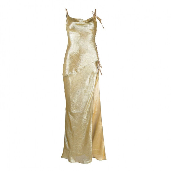 Vestido dourado usado por Bruna Marquezine é da marca Alessandra Rich e custa R$ 16,3 mil