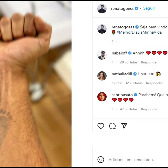 Renato Góes celebra nascimento do primeiro filho