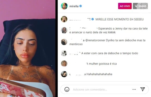 Mirella reage à live dos eliminados de 'A Fazenda 13'