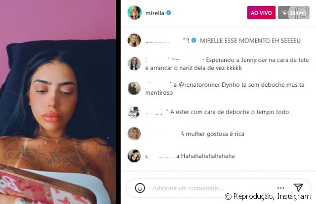 Mirella reage à live dos eliminados de 'A Fazenda 13'