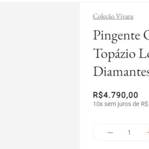 Juliette ganhou, de Gil do Vigor, um colar da Vivara com pingente de diamante. O preço da joia é de R$ 4.790,00