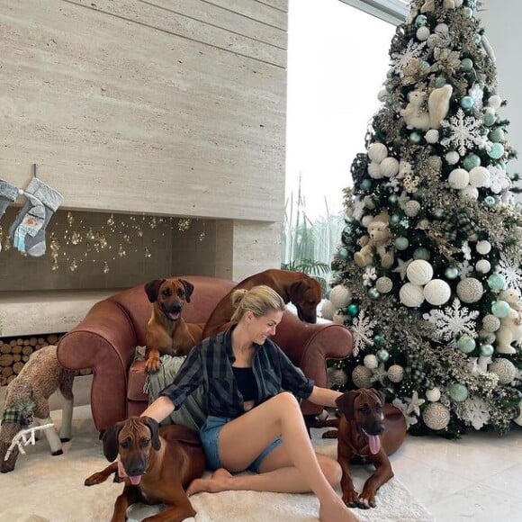 Natal 2021: Ana Hickmann, que posou com o filho ao lado da árvore de Natal, também fez fotos com os cachorros
