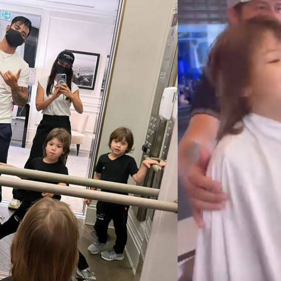 Andressa Suita e Gusttavo Lima levaram os filhos para cortar o cabelo antes do primeiro natal em família desde que os pais retomaram o casamento