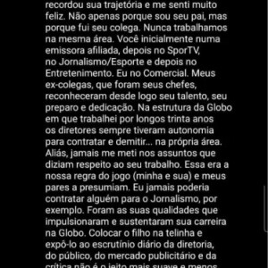 Pai de Tiago Leifert, Gilberto Leifert, postou uma resposta em uma publicação do filho