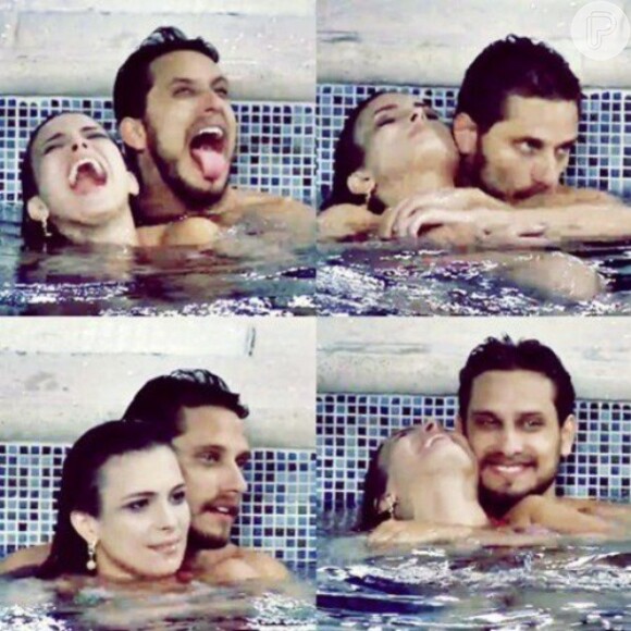 Elieser postou imagens em que ele e Kamilla aparecem trocando carinhos na piscina