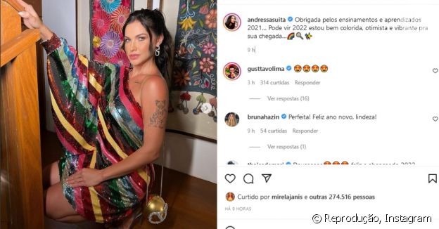 Gusttavo Lima reagiu com emojis apaixonados na foto de Andressa Suita