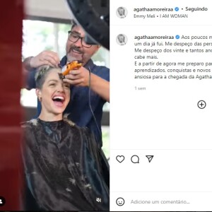 Agatha Moreira publicou um texto de despedida ao mostrar corte de cabelo