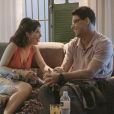 Bárbara (Alinne Moraes) flagra momento de carícia de Lara (Andreia Horta) e Christian/Renato (Cauã Reymond) na novela 'Um Lugar ao Sol'