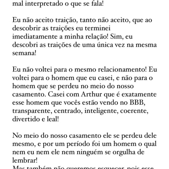 Maíra Cardi postou uma nota de esclarecimento sobre suas declarações
