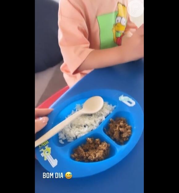 Filho de Andressa Suita pediu para comer arroz com carne moída na hora do café da manhã