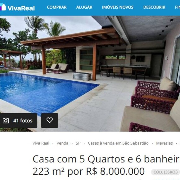 Casa que foi de Yasmin Brunet e Gabriel Medina está à venda por R$ 8 milhões