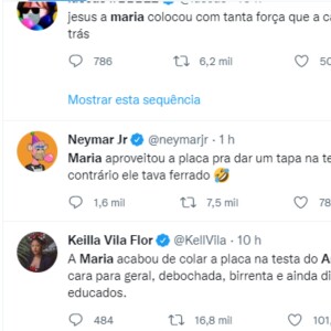 Neymar e outros famosos comentaram o momento do 'tapa' de Maria na cabeça de Arthur no 'BBB 22'