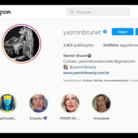 Yasmin Brunet tira 'Medina' de sobrenome