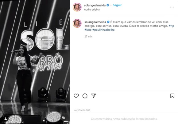 Paulinha Abelha: Solange Almeida postou um vídeo da cantora em sua live