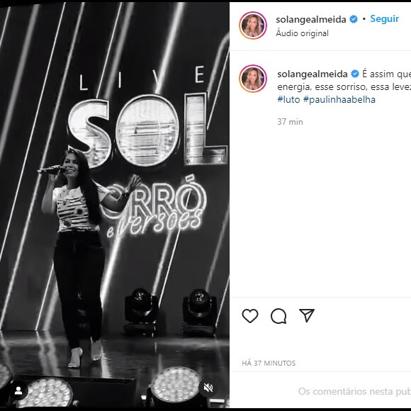 Paulinha Abelha: Solange Almeida postou um vídeo da cantora em sua live