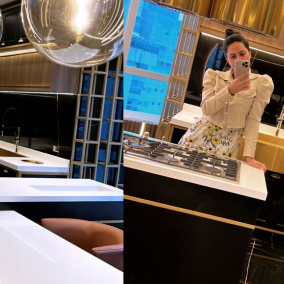 Zezé Di Camargo e Graciele Lacerda mostram detalhes da cozinha de luxo que instalaram em apartamento em São Paulo