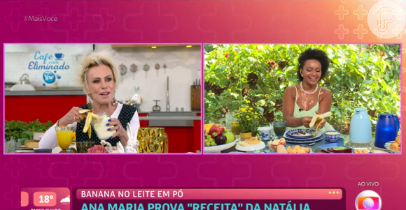 'BBB 22': Natália ri ao comer banana com leite em pó junto com Ana Maria Braga