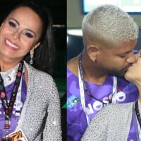 Grávida de 5 meses, Viviane Araujo mostra crescimento da barriga e troca beijos com marido na Sapucaí