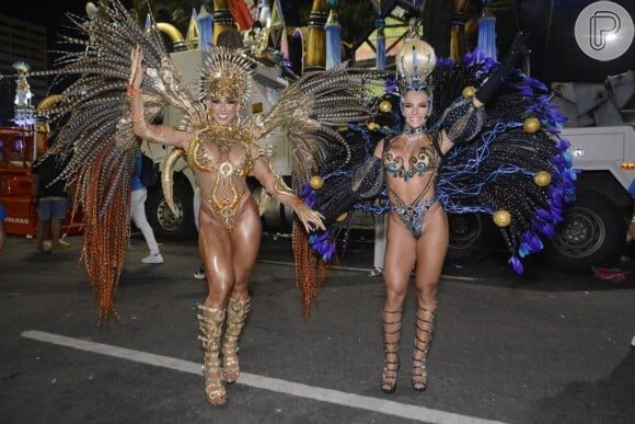 Carnaval 2022: Gabi Martins e Andrea de Andrade se encontraram na concentração da Vila Isabel