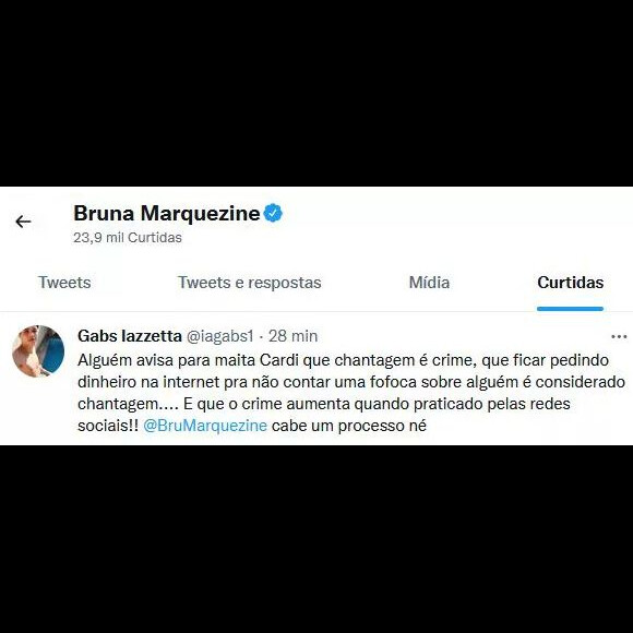 Fãs de Bruna Marquezine pediram que a atriz processe Maira Cardi pelo comentário