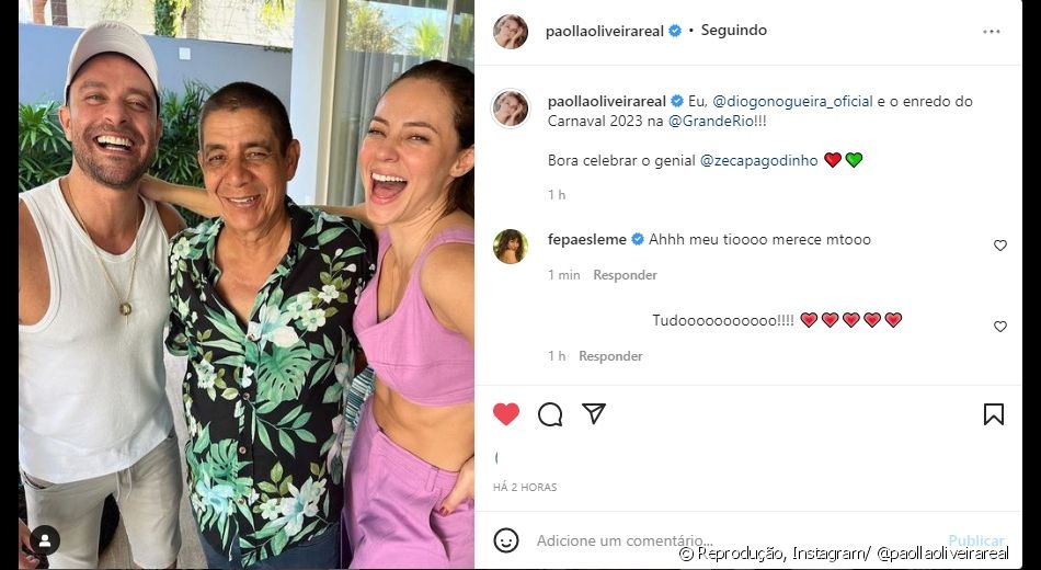 Paolla Oliveira contou a novidade em suas redes sociais