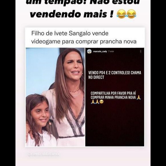 Marcelo explicou que o print é antigo e a venda já foi feita