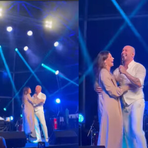 O casal Paolla Oliveira e Diogo Nogueira mostrou sintonia durante o show do cantor no Rio