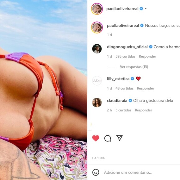 Diogo Nogueira não perde uma chance de comentar uma publicação de Paolla Oliveira