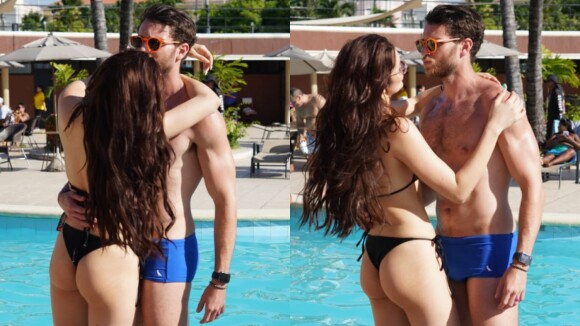 Eslovênia e Lucas, do 'BBB 22', beijam muito à beira da piscina e colocam fim ao rumor de término. Fotos!