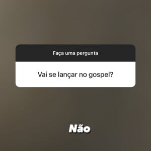 Simone foi curta e grossa e respondeu com um sucinto 'Não' quando foi perguntada sobre se lançar como cantora gospel