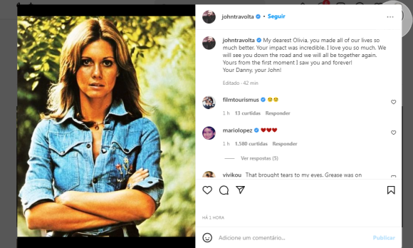 Parceiro em 'Grease', John Travolta homenageou Olivia Newton-John nas redes sociais: 'Você fez nossas vidas muito melhores. Seu impacto foi incrível'