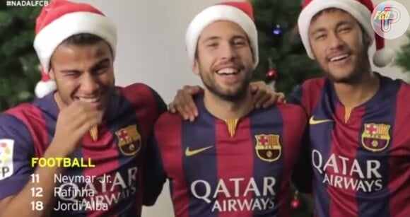 Neymar, ao lado de Rafinha e Jordi Alba, manda mensagem de Natal: 'Que você seja feliz'