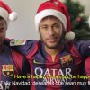 Neymar deseja Feliz Natal, ao lado de Rafinha e Jordi Alba