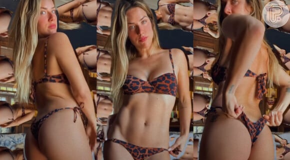 Giovanna Ewbank deixa corpo à mostra ao usar biquíni de sua marca em vídeo, em 28 de agosto de 2022