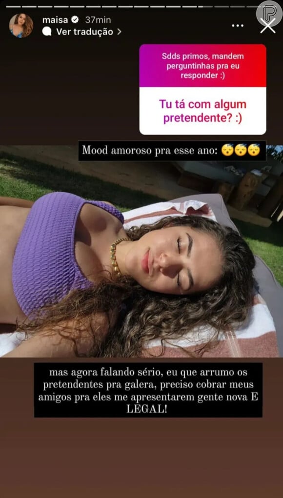 Maisa Silva falou sobre a vida amorosa em conversa com seguidores no Instagram