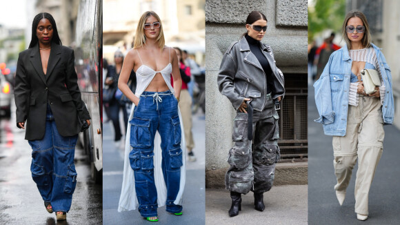 10 looks do street style da Semana de Moda de Milão confirmam: calça cargo é o jeans do momento