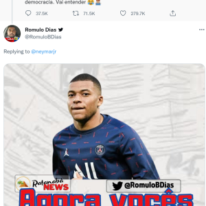 Já outros internautas fizeram um meme de Mbappé. "Agora vocês me entendem", diz a publicação, que faz referência ao desentendimento entre Neymar e o jogador frânces