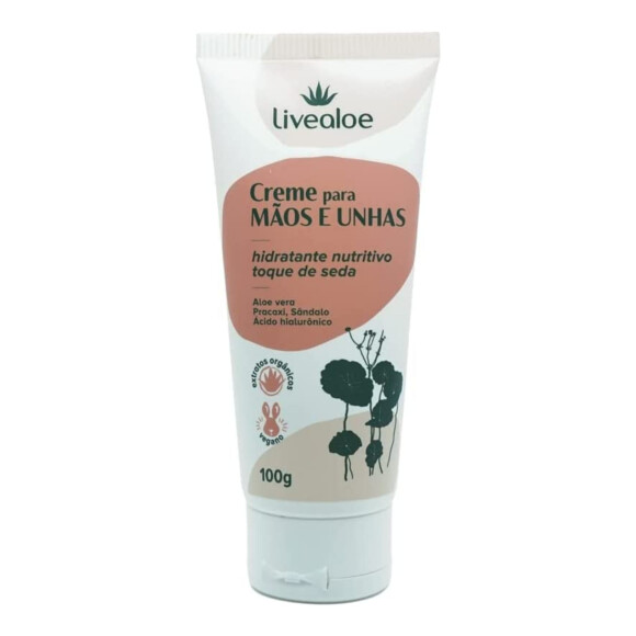 Creme para mãos e unhas com aloe vera e ácido hialurônico, LiveAloe: essencial para quem tem pele seca e mista que busca nutrir e hidratar a mão e as unhas