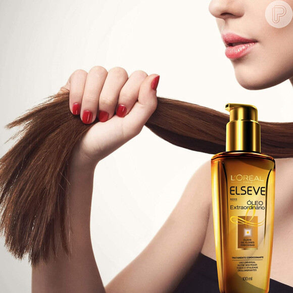 Óleo Extraordinário L'Oréal Paris, Elseve:  nutre os fios e garante um brilho com efeito natural nos cabelos por muito mais tempo