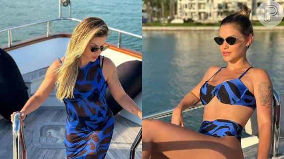 Andressa Suita roubou a cena nas redes sociais na manhã desta quarta-feira (05) ao exibir um beachwear poderoso durante um passeio de lancha