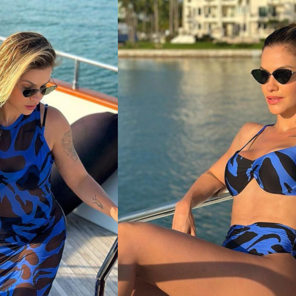 Andressa Suita roubou a cena nas redes sociais na manhã desta quarta-feira (05) ao exibir um beachwear poderoso durante um passeio de lancha