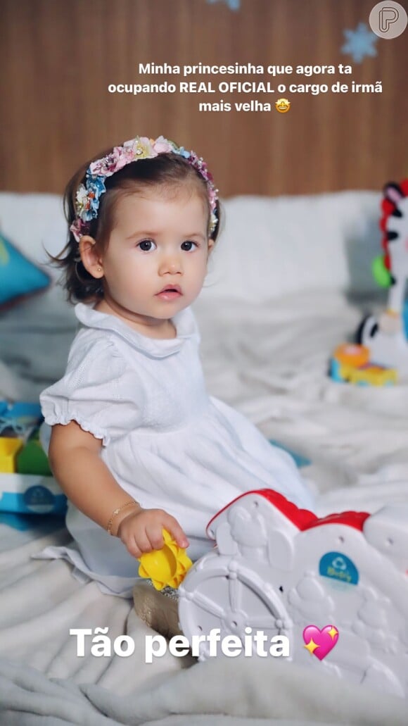 Irmã mais velha! Maria Alice, filha de Virgínia Fonseca e Zé Felipe, tem 1 ano e 4 meses