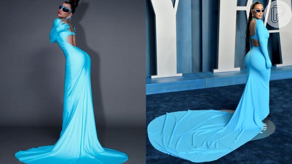 Vestido azul Balenciaga usado por Sabrina Sato já foi escolhido por Kim Kardashian