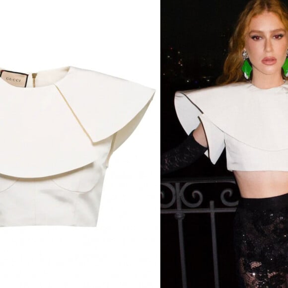 O top da Gucci usado por Marina Ruy Barbosa tem efeito assimétrico e sai por R$ 11.5 mil